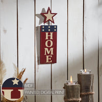 HOME w/ Star In Red Outline MDF Wall Hanging 16x5 VHC Brands