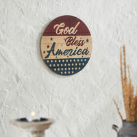 God Bless America Round MDF Wall Hanging 11 Inch Diameter - VHC Brands