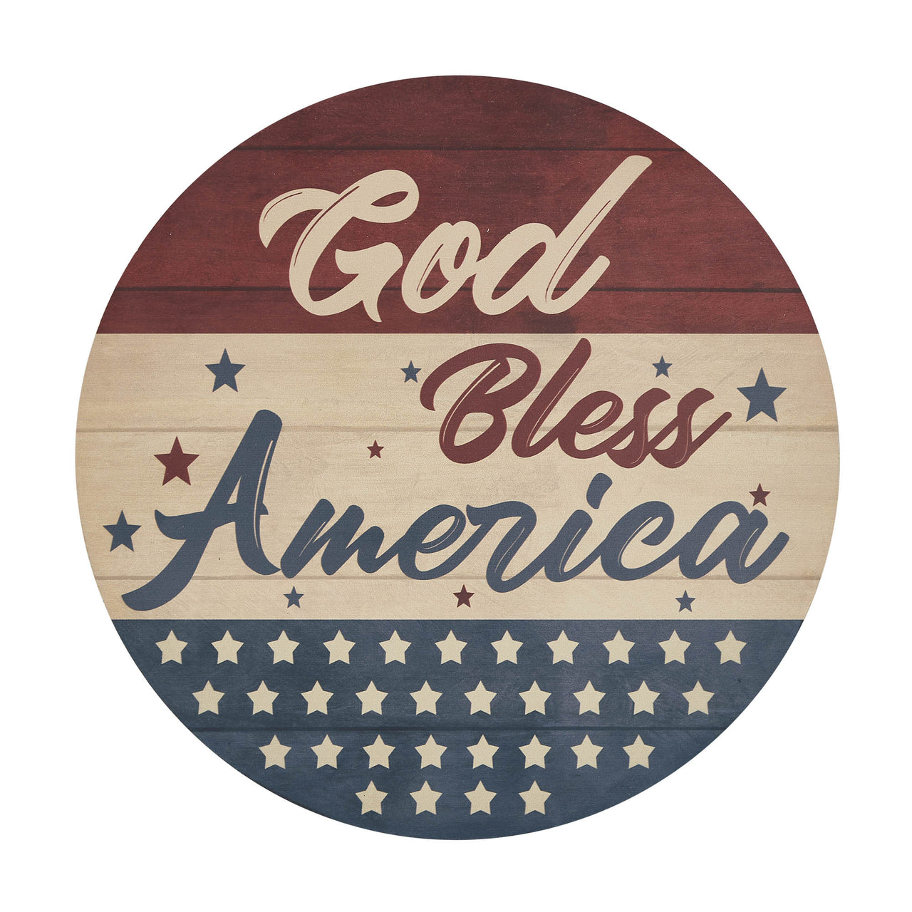 God Bless America Round MDF Wall Hanging 11 Inch Diameter - VHC Brands