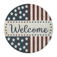 Welcome Stars & Stripes Round Wall Hanging 11 Inch Diameter - VHC Brands