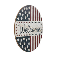 Welcome Stars & Stripes Round Wall Hanging 11 Inch Diameter - VHC Brands