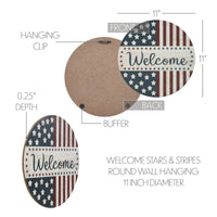 Welcome Stars & Stripes Round Wall Hanging 11 Inch Diameter - VHC Brands