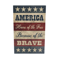 AMERICA Home Of The Free Because Of The Brave w/ Stars & Stripes MDF Wall Sign 16x10 VHC Brands