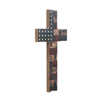 American Flag On Distressed Cross MDF Wall Sign 10x6 VHC Brands