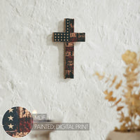 American Flag On Distressed Cross MDF Wall Sign 10x6 VHC Brands