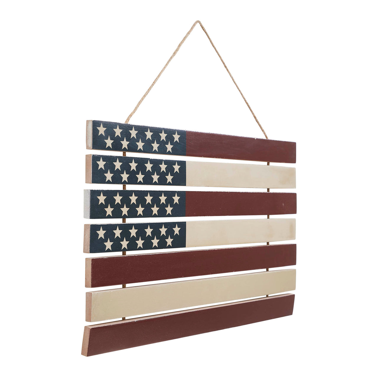 USA Flag Stacked MDF Wall Hanging 12x20 VHC Brands