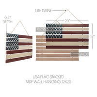 USA Flag Stacked MDF Wall Hanging 12x20 VHC Brands