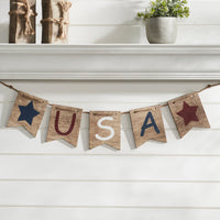 RWB USA And Stars MDF Banner w/ Twine 5x20 VHC Brands