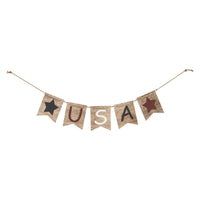 RWB USA And Stars MDF Banner w/ Twine 5x20 VHC Brands