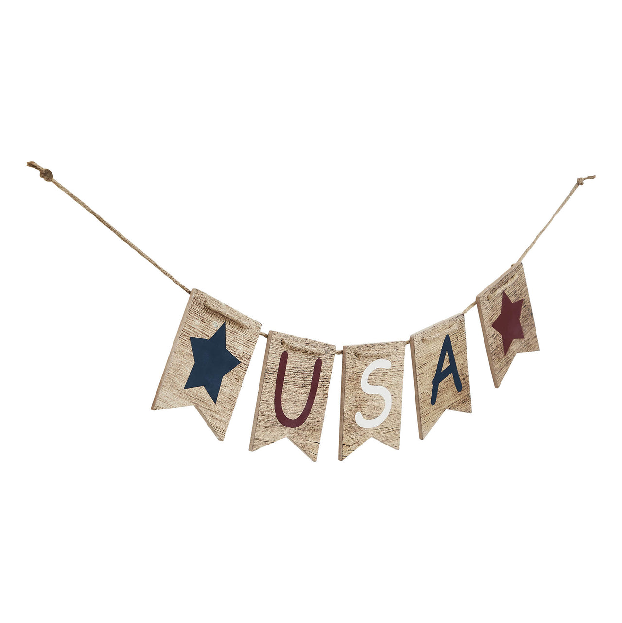 RWB USA And Stars MDF Banner w/ Twine 5x20 VHC Brands