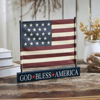 Canvas American Flag on Blue GBA MDF Base Decor 12x14x1 VHC Brands