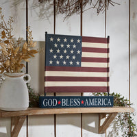 Canvas American Flag on Blue GBA MDF Base Decor 12x14x1 VHC Brands