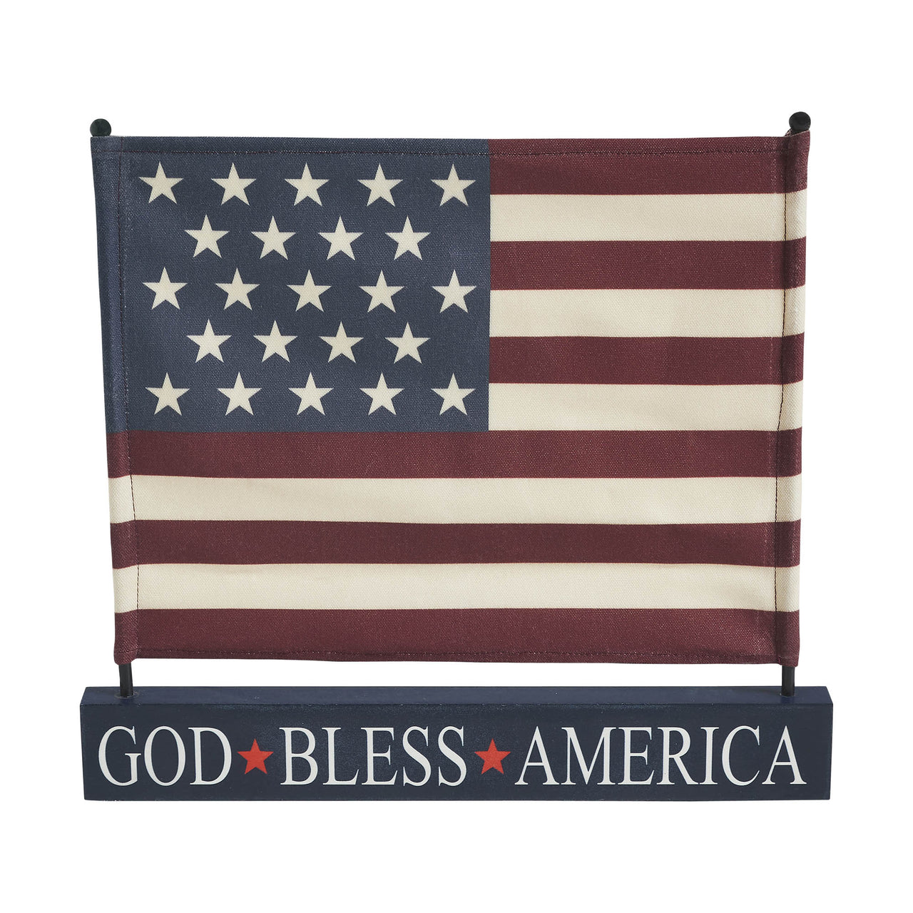 Canvas American Flag on Blue GBA MDF Base Decor 12x14x1 VHC Brands