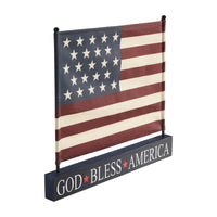 Canvas American Flag on Blue GBA MDF Base Decor 12x14x1 VHC Brands