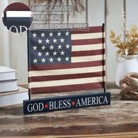 Canvas American Flag on Blue GBA MDF Base Decor 12x14x1 VHC Brands