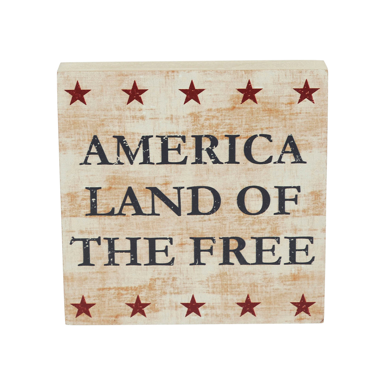 My Country America Land Of The Free w/ Red Stars MDF Block Sign 6x6x1 VHC Brands