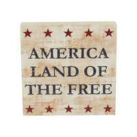 My Country America Land Of The Free w/ Red Stars MDF Block Sign 6x6x1 VHC Brands