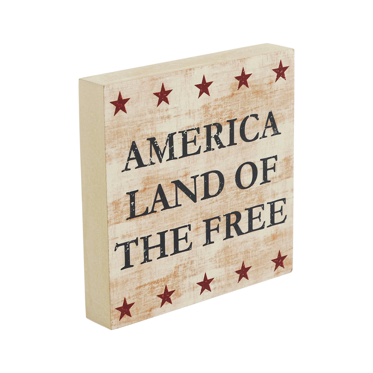 My Country America Land Of The Free w/ Red Stars MDF Block Sign 6x6x1 VHC Brands