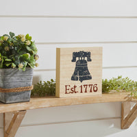 My Country Blue Liberty Bell Est 1776 MDF Block Sign 6x6x1 VHC Brands