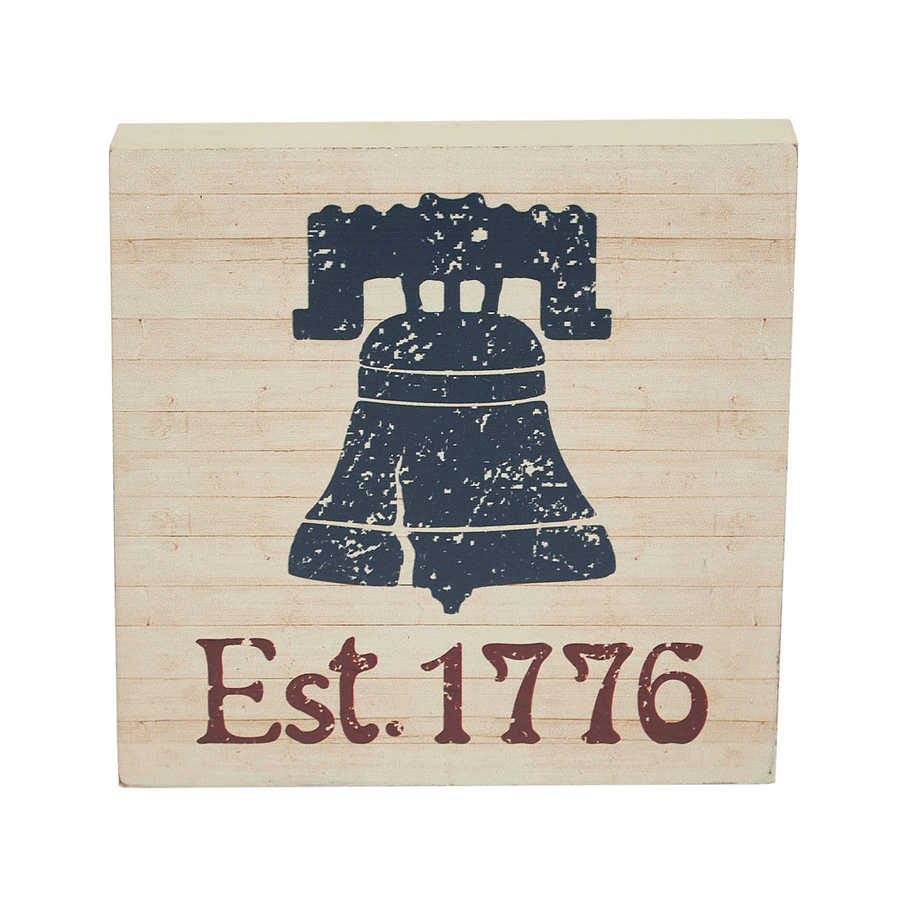 My Country Blue Liberty Bell Est 1776 MDF Block Sign 6x6x1 VHC Brands
