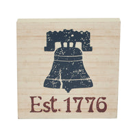 My Country Blue Liberty Bell Est 1776 MDF Block Sign 6x6x1 VHC Brands