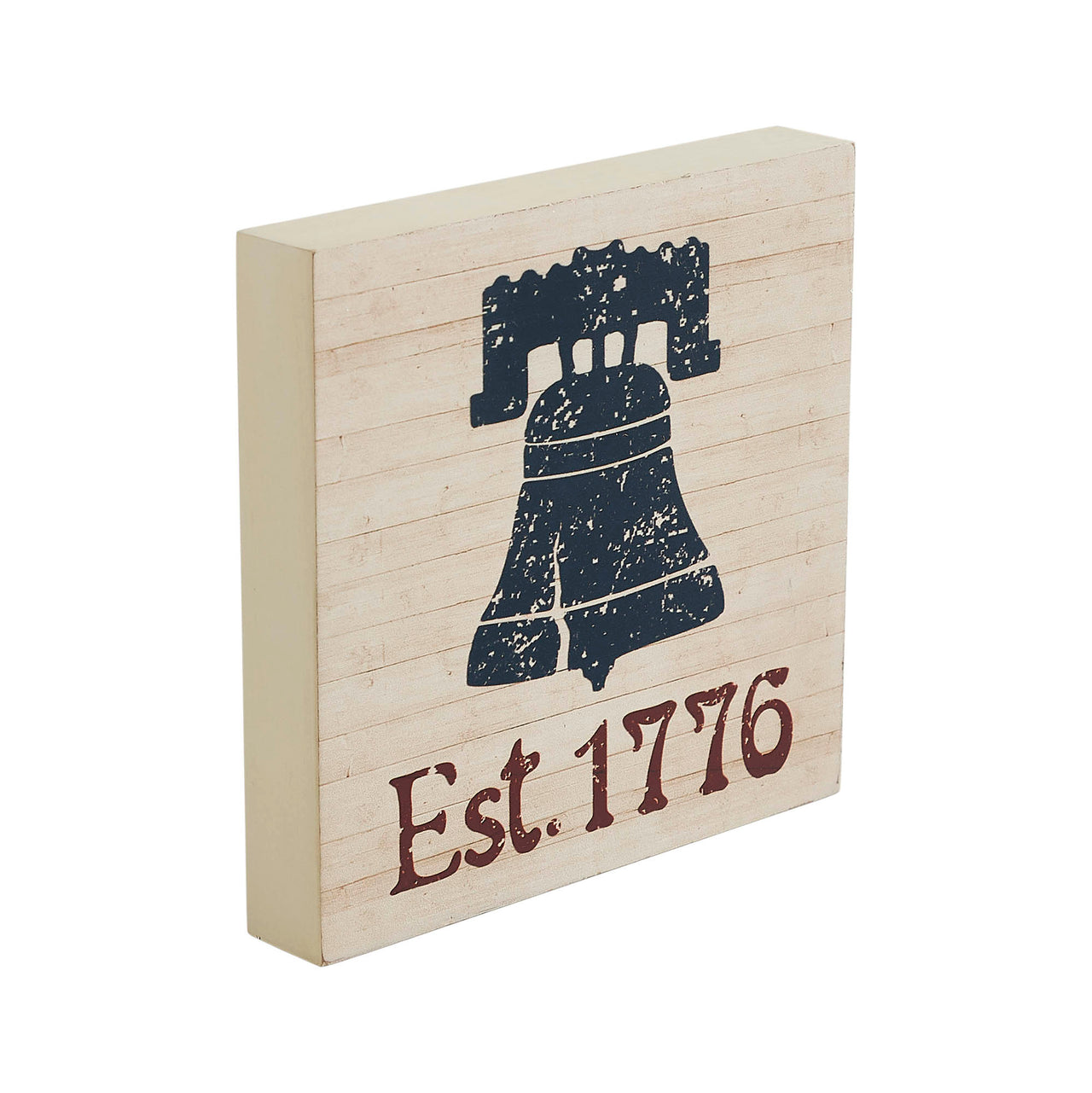 My Country Blue Liberty Bell Est 1776 MDF Block Sign 6x6x1 VHC Brands