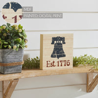 My Country Blue Liberty Bell Est 1776 MDF Block Sign 6x6x1 VHC Brands