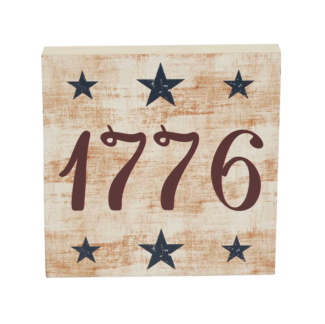 My Country 1776 w/ Blue Stars MDF Block Sign 6x6x1 VHC Brands