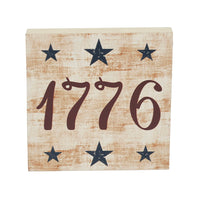 My Country 1776 w/ Blue Stars MDF Block Sign 6x6x1 VHC Brands
