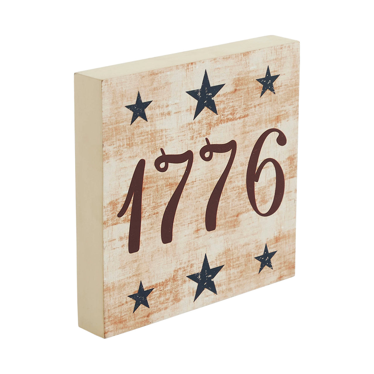 My Country 1776 w/ Blue Stars MDF Block Sign 6x6x1 VHC Brands