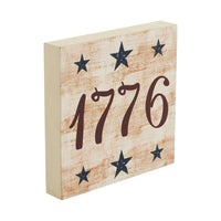My Country 1776 w/ Blue Stars MDF Block Sign 6x6x1 VHC Brands