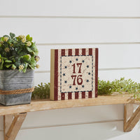 My Country 1776 w/ Blue Stars & Stripes MDF Block Sign 6x6x1 VHC Brands