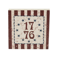 My Country 1776 w/ Blue Stars & Stripes MDF Block Sign 6x6x1 VHC Brands