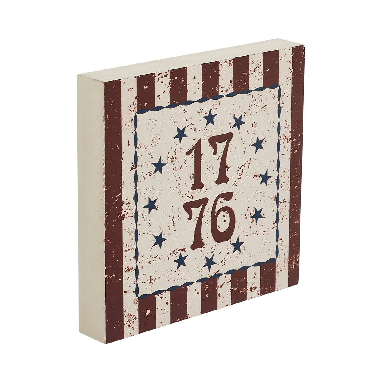 My Country 1776 w/ Blue Stars & Stripes MDF Block Sign 6x6x1 VHC Brands