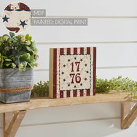 My Country 1776 w/ Blue Stars & Stripes MDF Block Sign 6x6x1 VHC Brands