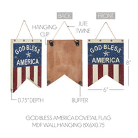 God Bless America Dovetail Flag MDF Wall Hanging 8x6 VHC Brands