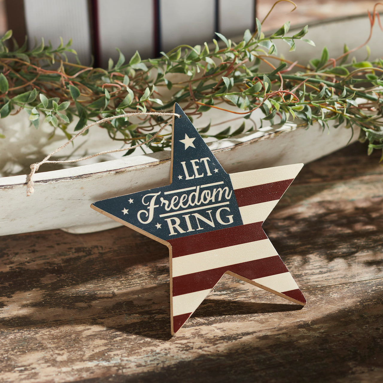 My Country Let Freedom Ring MDF Star Ornament 6x6x0.25 VHC Brands