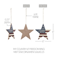 My Country Let Freedom Ring MDF Star Ornament 6x6x0.25 VHC Brands
