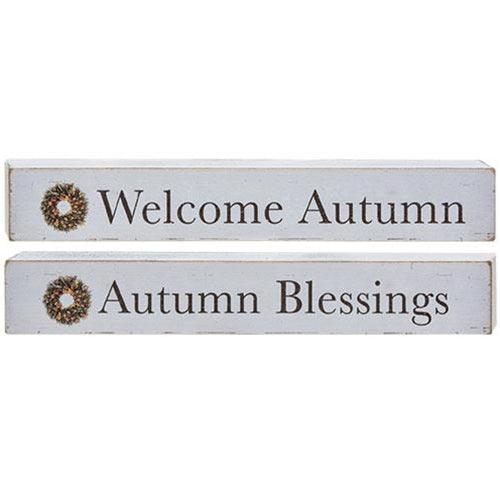 Autumn Blessings Wood Block 2 asstd - The Fox Decor