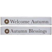 Autumn Blessings Wood Block 2 asstd - The Fox Decor