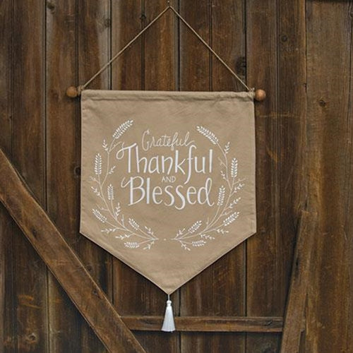Thankful & Blessed Fabric Wall Hanging