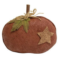 Stiffened Primitive Orange Pumpkin w Star - The Fox Decor