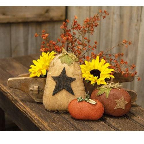 Stiffened Primitive Orange Pumpkin w Star - The Fox Decor