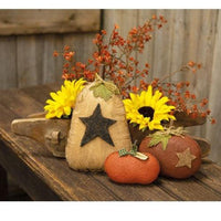 Stiffened Primitive Orange Pumpkin w Star - The Fox Decor