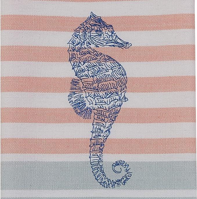 Sea Life Embroidered Seahorse Dishtowel Set of 2 Park Designs - The Fox Decor
