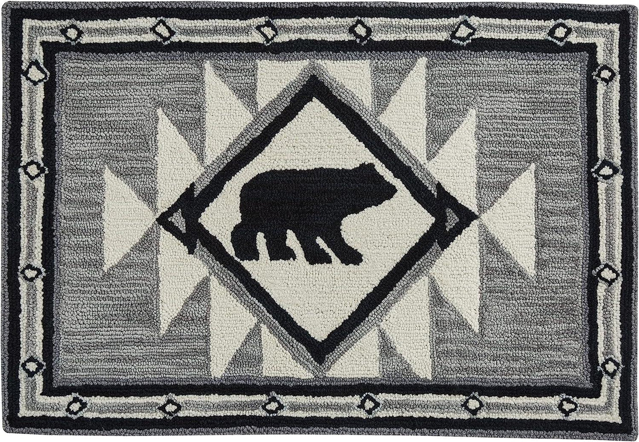 Tribal Hooked Rug 2' x 3' Black, Gray Park Designs