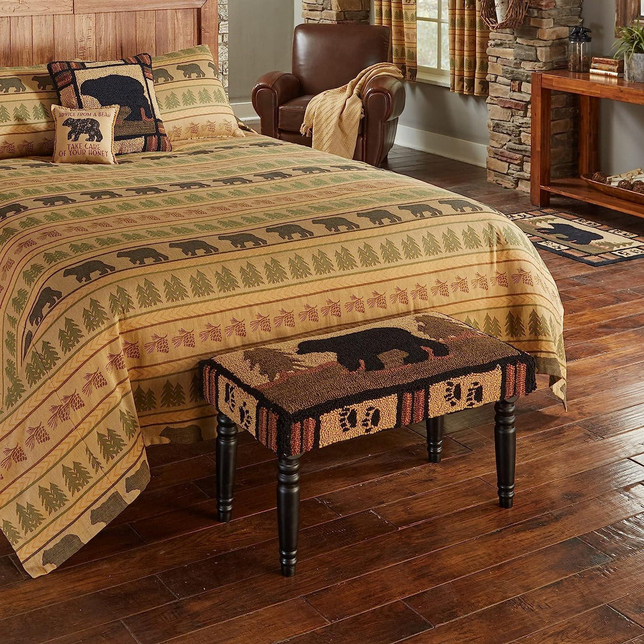 Adirondack Bear Hooked Bench Park Designs - The Fox Decor