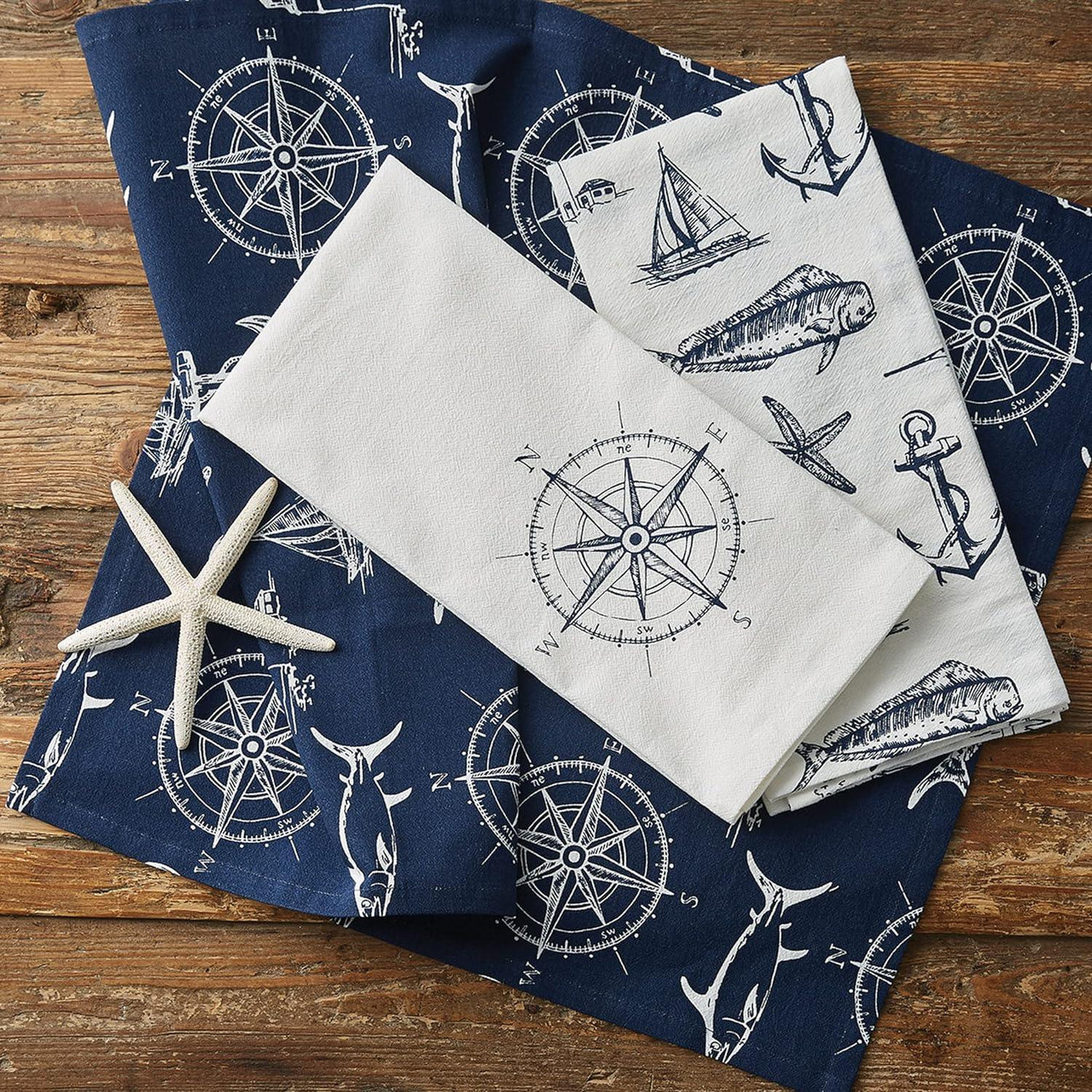 Captain's Quarters Dishtowel - Natural Set of 2 Park Designs - The Fox Decor