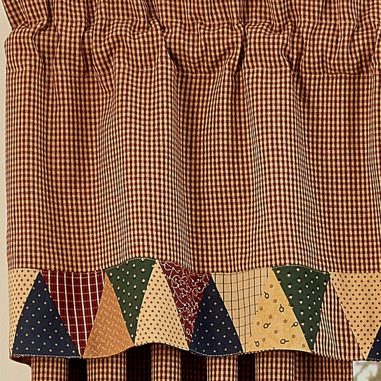 Montclair Lined Border Valance 14"L Check Set of 4 Park Designs - The Fox Decor