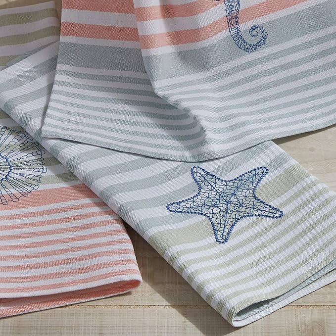 Sea Life Embroidered Starfish Dishtowel Set of 2 Park Designs